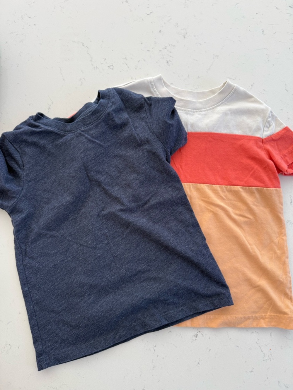 Cat & Jack Short Sleeve Tee Duo - Navy, Coral, Peach & White